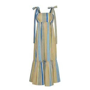 Cara Cara Campbell Multi Stripe Cotton Summer Midi Dress Size M